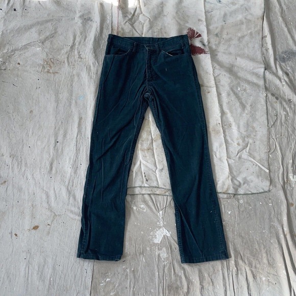 Vintage 1970s Forest Green Corduroy White Tab Levis Pants 32x32 Made In Usa - Picture 1 of 8